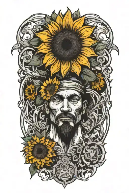 Apocalyptic Man Holding A Sunflower