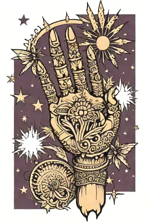 Palm Reaching Into Stars Reaching Out To Hindu God
