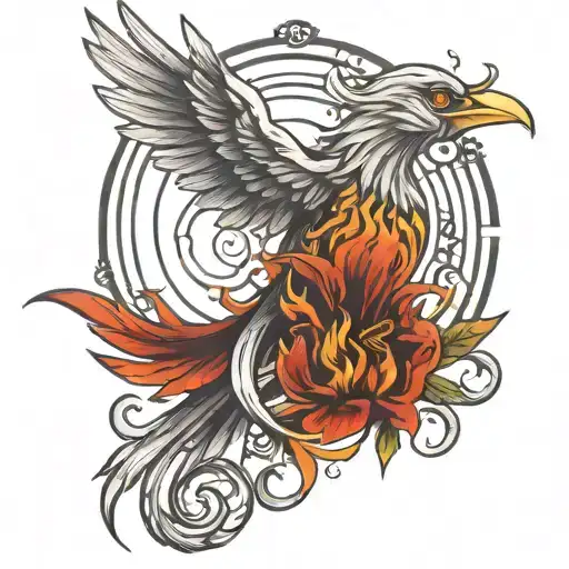 Pheonix Bird Flying Rapped Around Italian Horn