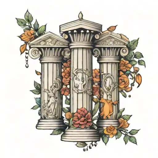Four Greek Pillars Virtues Discipline Justice Wisdom Courage