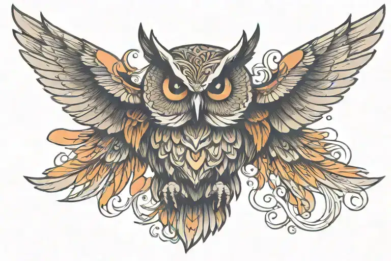 Owl With Wings Spread Wide