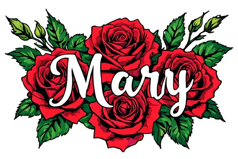 The Name Mary With Roses