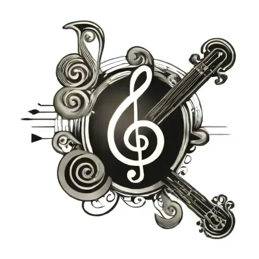 Bass Clef With Music Notes
