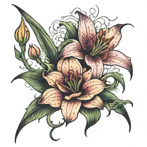 Spiderlily Flower With A Rose And Stargazer Lily