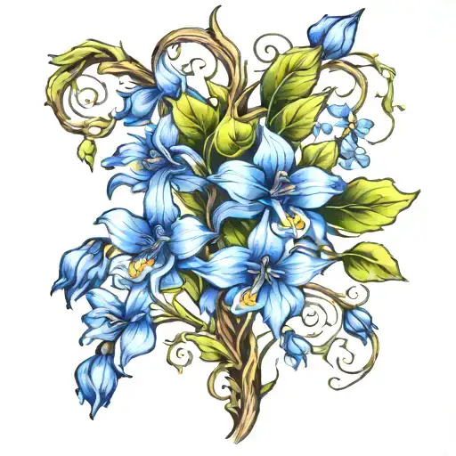 Bluebells On A Vine Around The Forearm