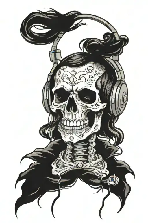 Skull Wearing Headphones