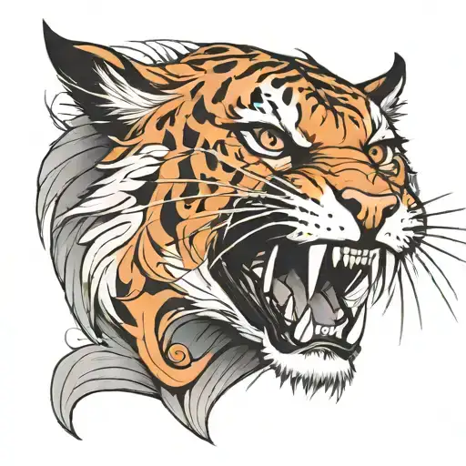 Chest Tattoo Big Cat Growling