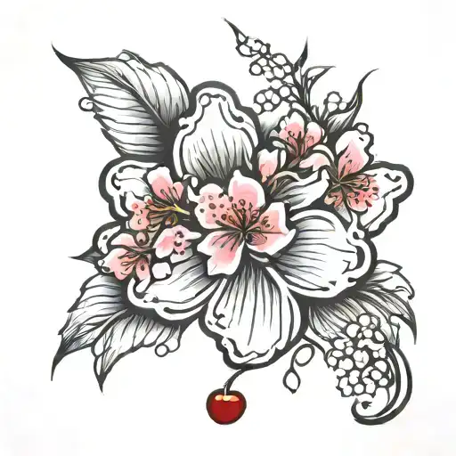 Dog Paw Print With Cherry Blossom Flower