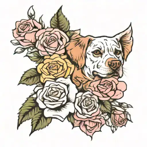 Roses And Dog Paw