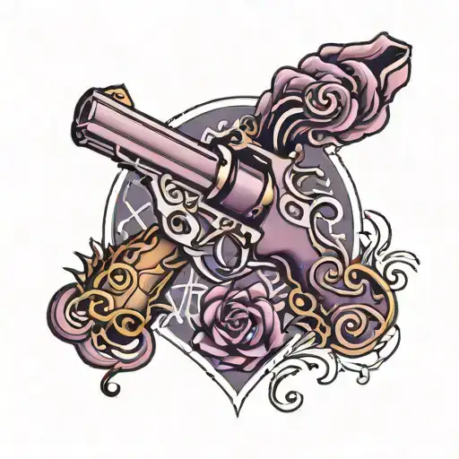Gun With Smokey Purple Heart