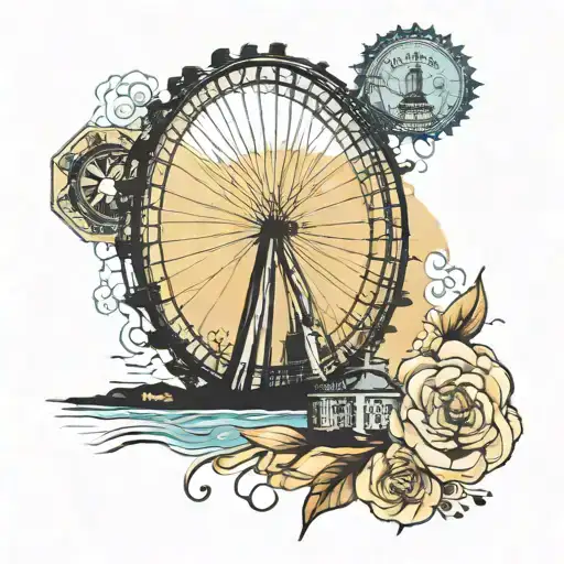 London Eye With Tolcarne Beach Newquay In Stamp