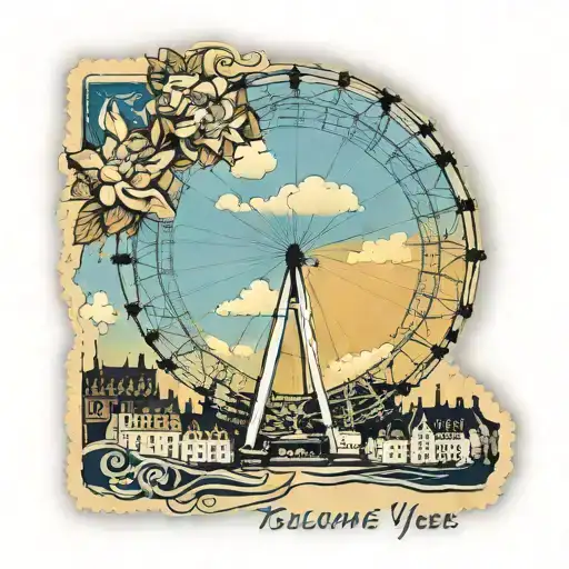 London Eye With Tolcarne Beach Newquay In Stamp For Boy