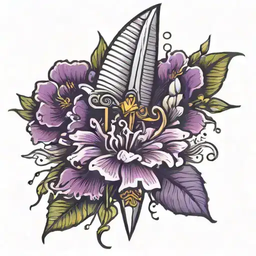 Violet With Dagger Vertically Through It