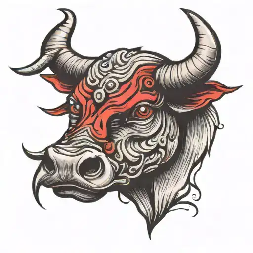 Bull Face With Red Eyes