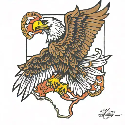 Eagle In The State Of Texas State Outline