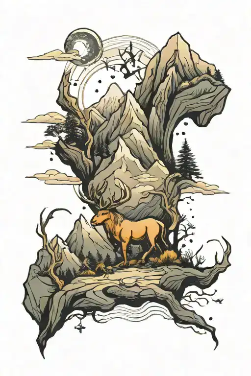 Zodiac Mountain Scene