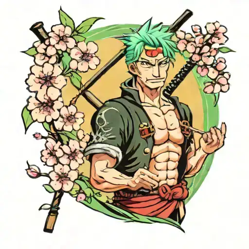 Cherry Blossoms And Zoro One Piece