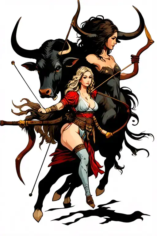 Bull And Female Archer