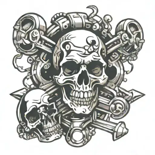 Skull And Crossbones Using Pistons With Connecting Rods As The Crossbones
