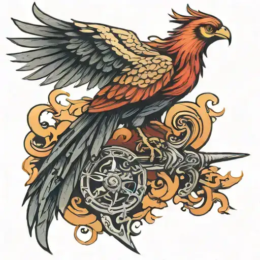 Phoenix Standing On Sword