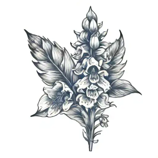 Sleek Minimal Line Art Foxglove