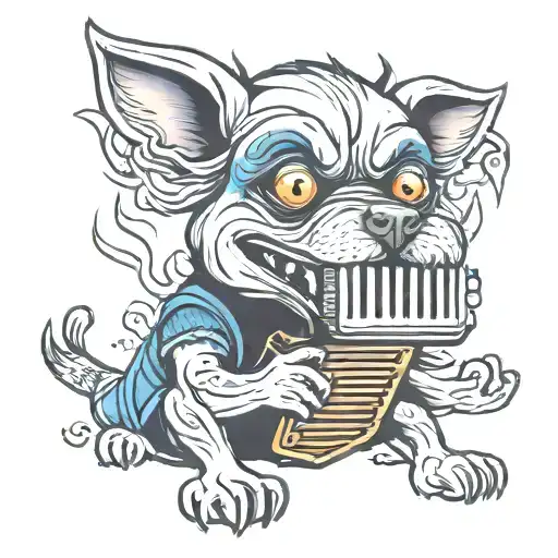 Create An Evil Looking Dog Playing The Accordion