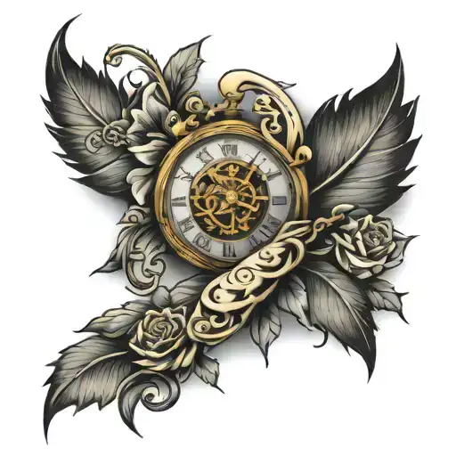 Tattoo Sleeve With Clock