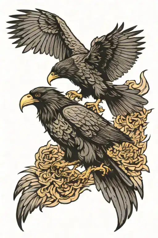 Raven Fighting An Eagle