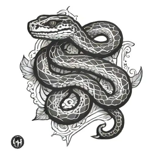 Snake Black And White On The Forearm