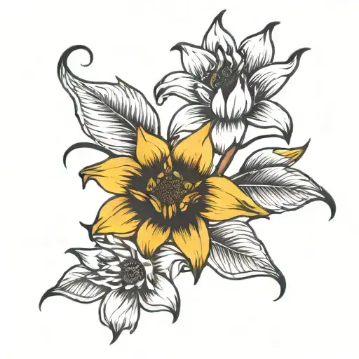 Lily Flower With 3 Sunflowers