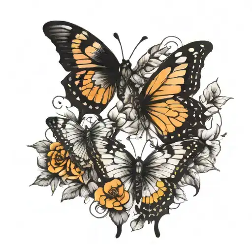 Blackwork Two Butterflies On Upper Right Bicep No Shading