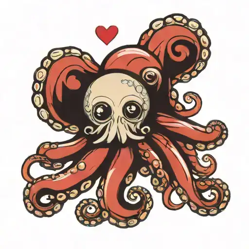 Octopus Hugging Heart Symbolizing Love