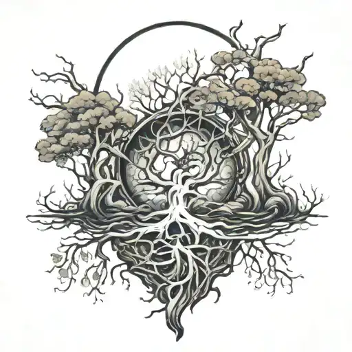 Tree Roots At Bottom Of Hour Glass