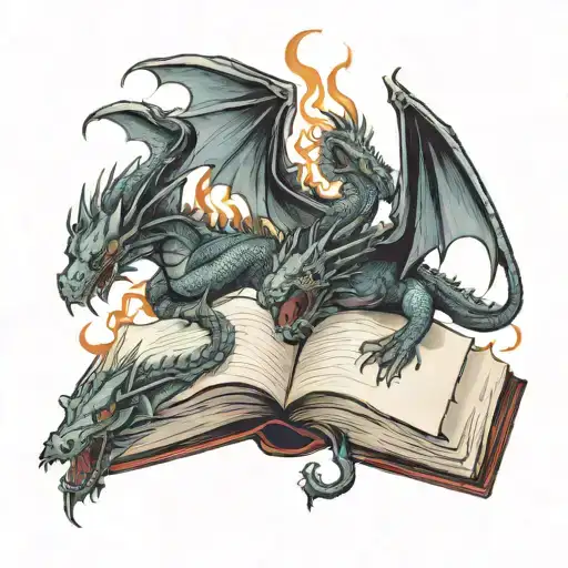 Open Book With Four Dragons Coming Out