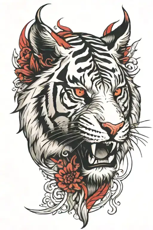 Tiger Face With Red Details