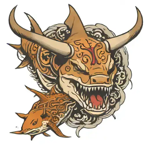 A Bull Shark With The Body Of A Bull Shark With The Head Of A Longhorn Bull