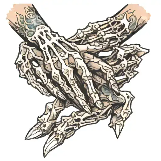 Skeleton Hand Touching Hand