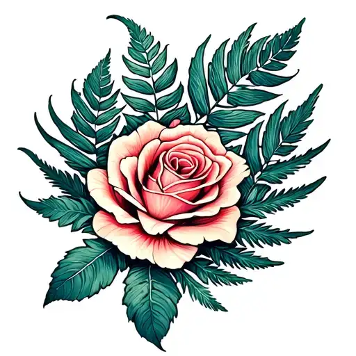 Silver Fern With Rose And Pahotakwa Flower