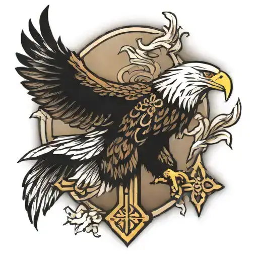 Bald Eagle And Cross