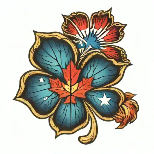 Maple Leaf Clover With Philippine Flag Color