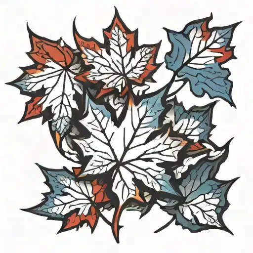 Maple Leaf With White Blue Red Color