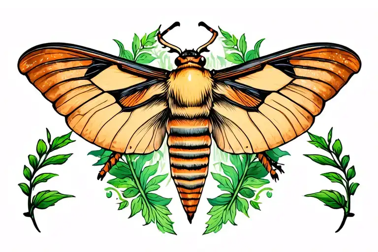 Moth With Greenery Surrounding Sides