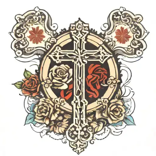 Cross With A Rosary Around It