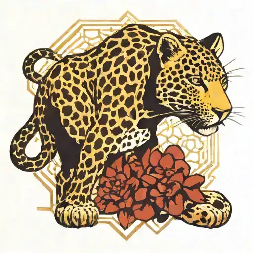 Leopard With Hexagons In Roman Design Featuring