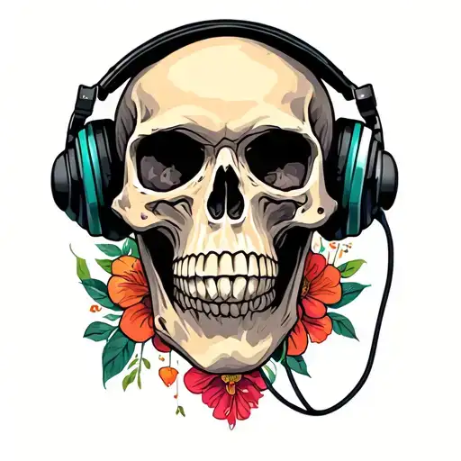 Skull With Head Phones