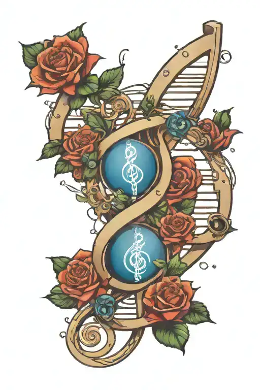 Dna Double Helix Intertwined With Musical
