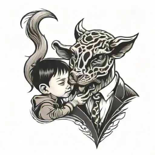 Father And Son Love With Animals