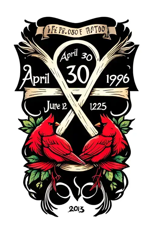 Infinity Cross With The Words April 30 1996 - June 12 2025 & A Cardinal