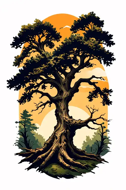 Oak Tree Silhouette