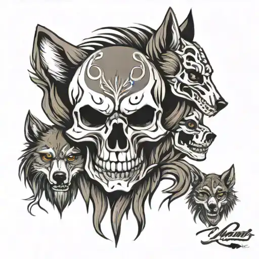 Skull Family Wolf